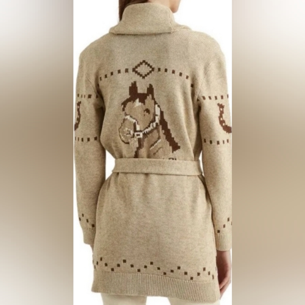 Ralph Lauren Shawl Collar Long Cardigan - Equestrian Style